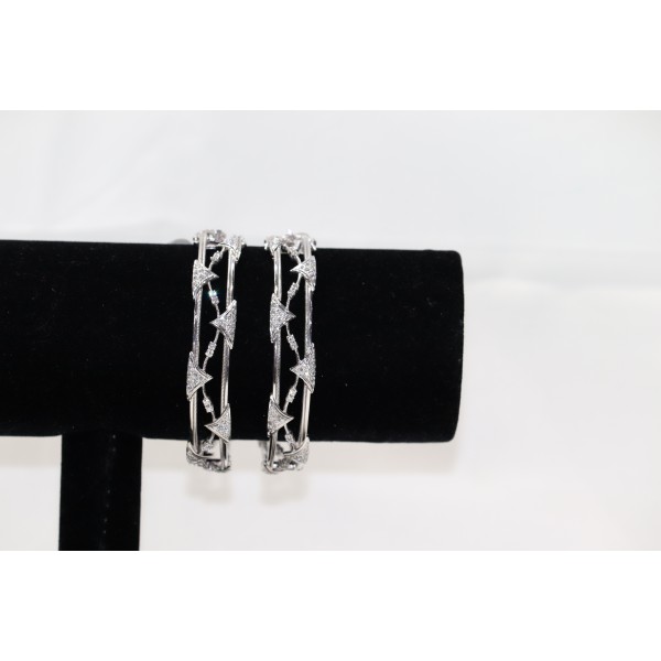 18k White Gold Diamond Bangles Set