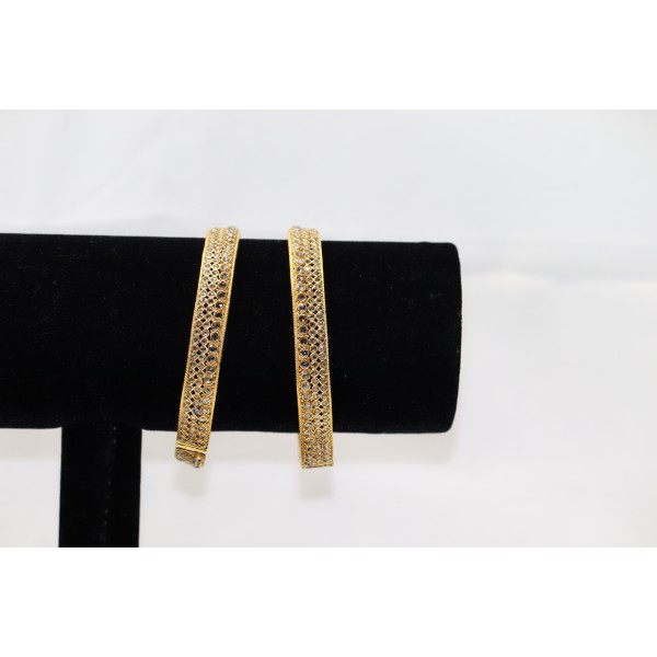 22k Yellow Gold Uncut Diamond Bangles Set