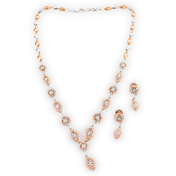 0.93 CT Diamond Neaclace set in 18K White & Ross Gold